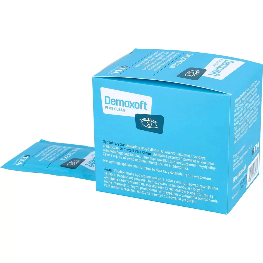 Demoxoft Plus Clean, toallitas para la higiene especializada de los párpados y la zona ocular, 20 unidades