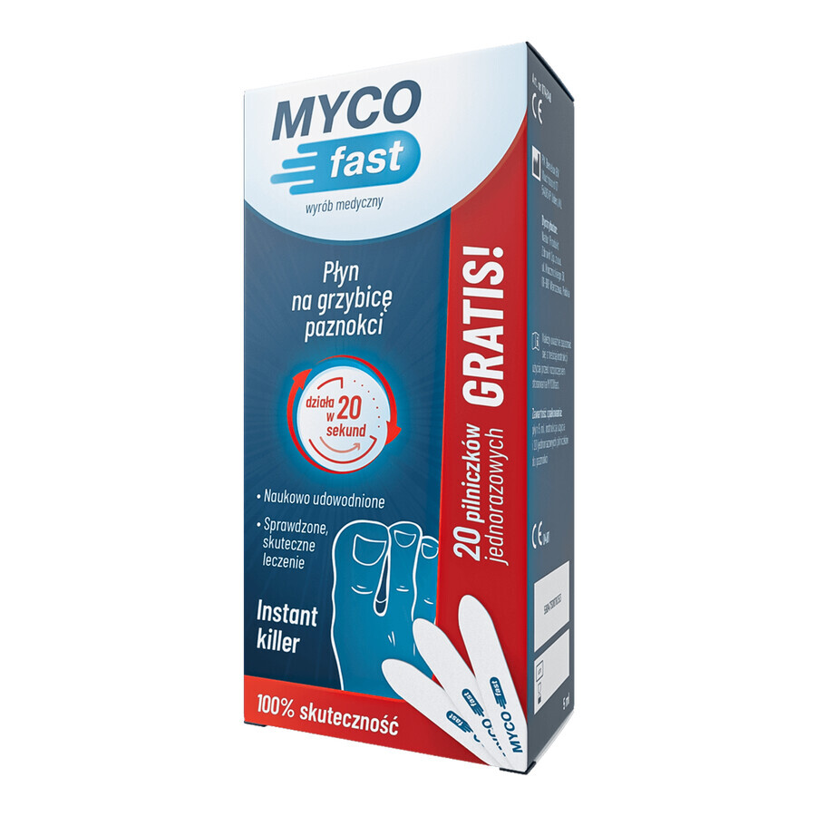MYCOfast, vloeistof tegen nagelschimmel, 5 ml + 20 wegwerpvijlen