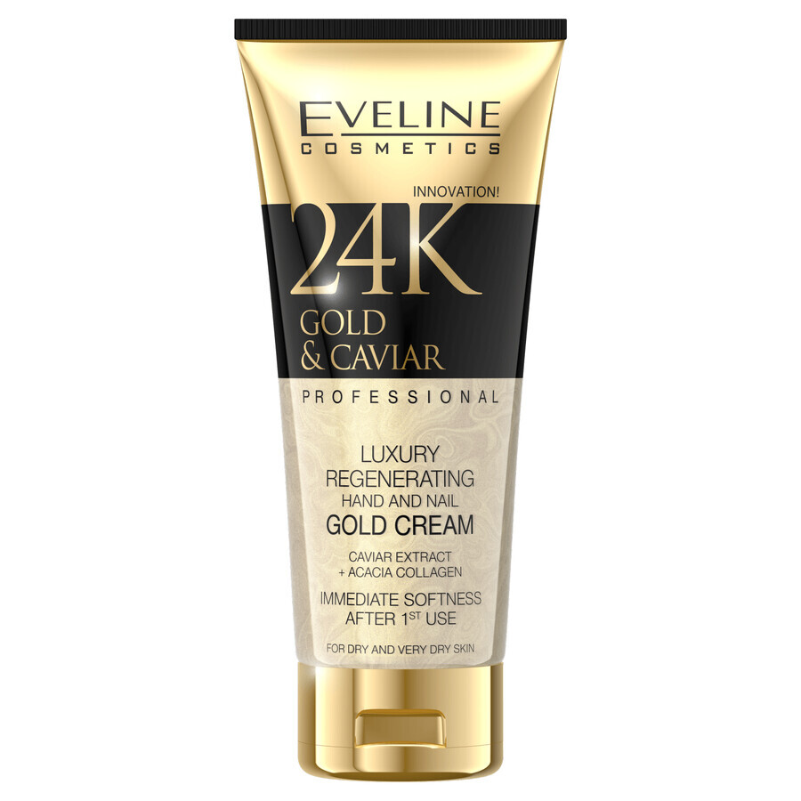 Comprar Eveline Cosmetics 24k Gold Caviar, crema de manos regeneradora para pieles secas y muy secas, 100 ml Eveline Cosmetics 24k Gold Caviar, crema de manos regeneradora para pieles secas y muy secas, 100 ml