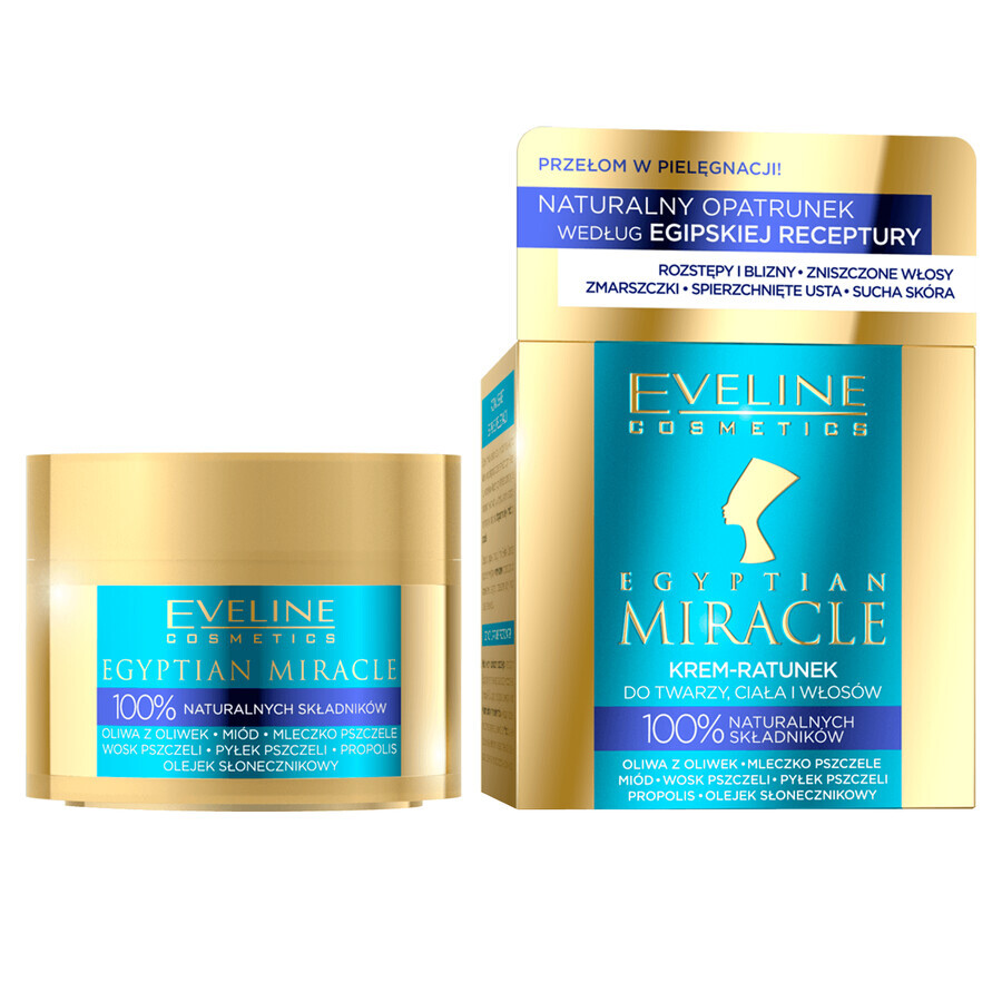 Winkel op Eveline Cosmetics Egyptian Miracle, hydraterende en regenererende reddingscrème voor gezicht, lichaam en haar, 40 ml Eveline Cosmetics Egyptian Miracle, hydraterende en regenererende reddingscrème voor gezicht, lichaam en haar, 40 ml