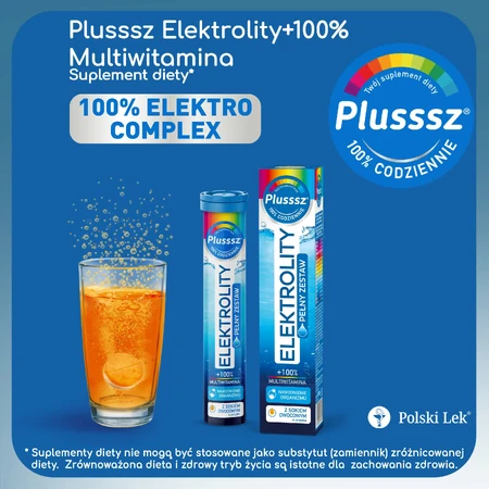 Plusssz Elektrolity + 100 % Multivitamine, Ananas-Mango, 24 Brausetabletten