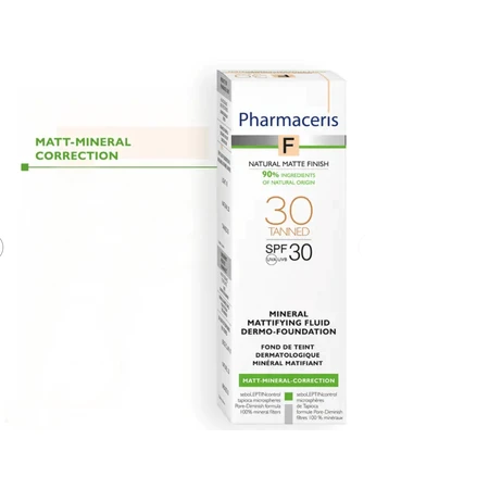 Pharmaceris F Matt-Mineral-Correction, dermo-fluido mineral matificante, 30 Tanned, SPF 30, 30 ml