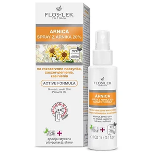 FLOS-LEK Arnica, spray con árnica 20%, capilares dilatados, rojeces, hematomas, 100 ml