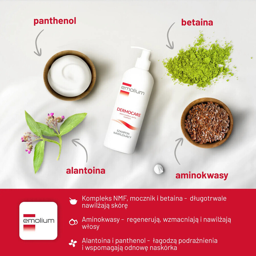 Emolium Dermocare, Feuchtigkeitsshampoo, 400 ml Emolium Dermocare, Feuchtigkeitsshampoo, 400 ml