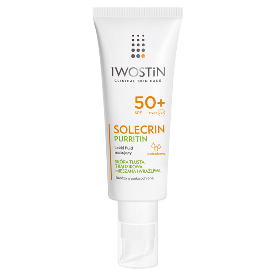 Iwostin Solecrin Purritin, Light mattifying fluid, SPF 50+, 40 ml