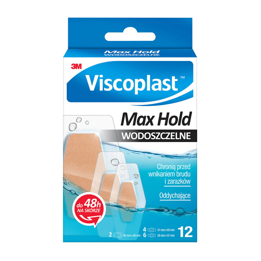 Buy Viscoplast Max Hold, waterproof and breathable plasters, 12 pieces Viscoplast Max Hold, waterproof and breathable plasters, 12 pieces