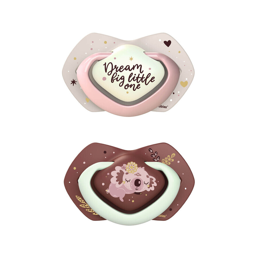 Shop Canpol 2er-Pack Symmetrische Silikonschnuller 0-6 Monate in rosa mit niedlichem Sleepy Koala Design Canpol 2er-Pack Symmetrische Silikonschnuller 0-6 Monate in rosa mit niedlichem Sleepy Koala Design