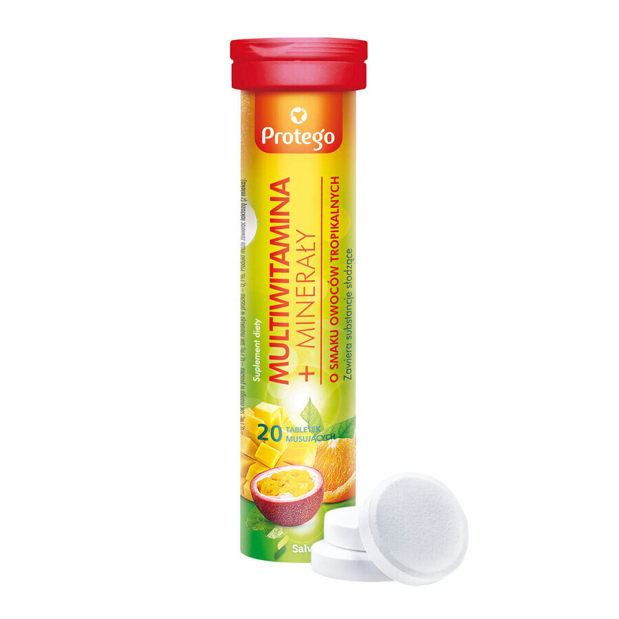 Buy Protego Multivitamins + Minerals, tropical fruit flavor, 20 effervescent tablets Protego Multivitamins + Minerals, tropical fruit flavor, 20 effervescent tablets