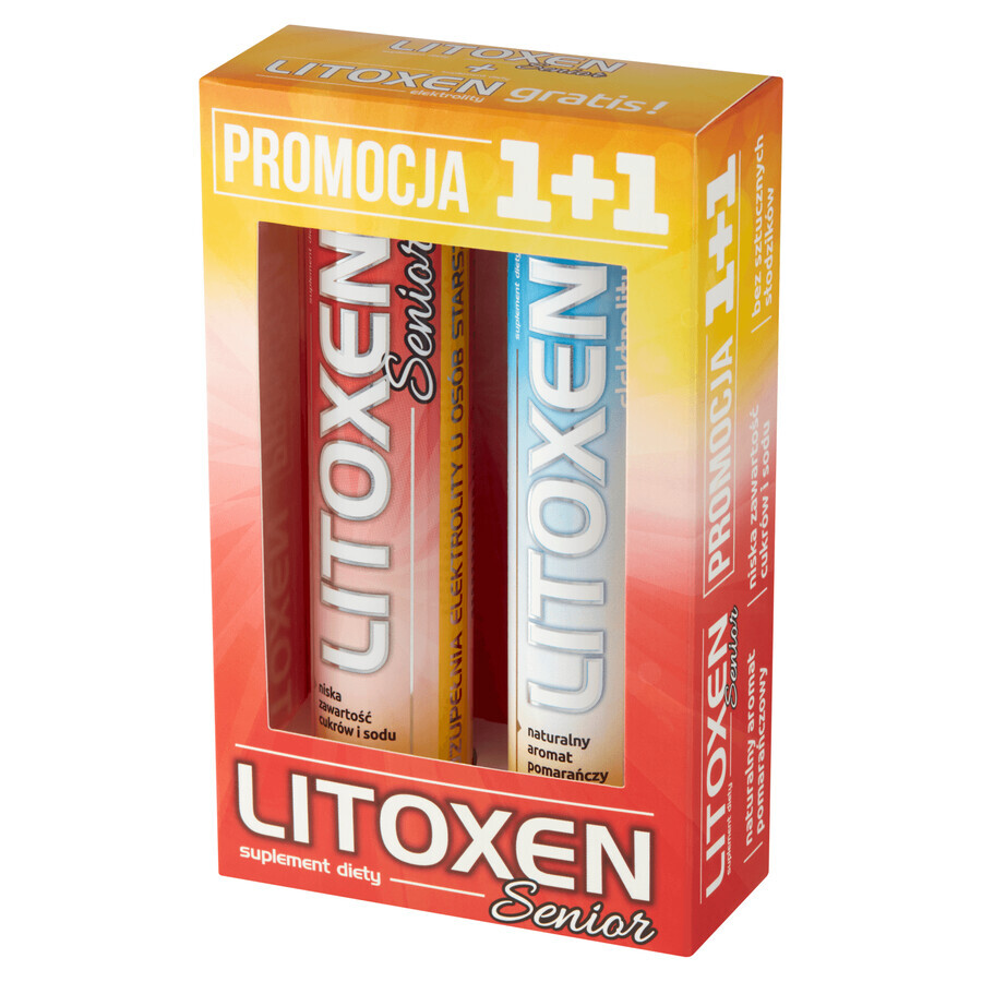 Litoxen Senior, aromă de portocale, 20 comprimate efervescente + Litoxen Elektrolity, aromă de portocale, 20 comprimate efervescente