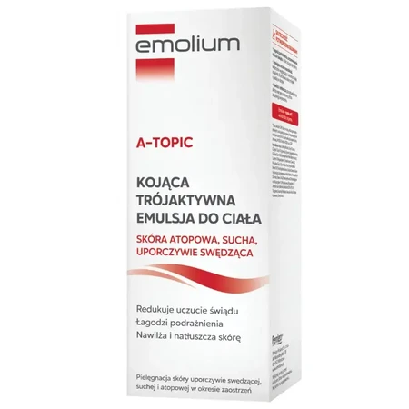 Emolium A-Topic, emulsión corporal triactiva para pieles atópicas, secas y con picor persistente, a partir de 1 mes, 200 ml