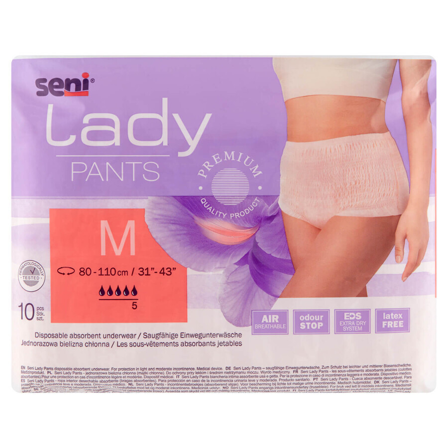 Comprar Seni Lady Pants, calzoncillos absorbentes para mujer, Mediano, 80-110 cm, 10 piezas Seni Lady Pants, calzoncillos absorbentes para mujer, Mediano, 80-110 cm, 10 piezas