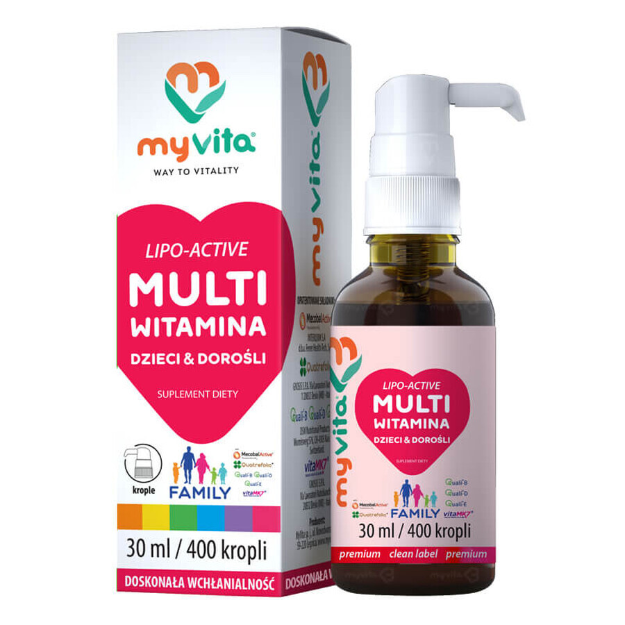 Cumpără MyVita Multivitamin Family, picături pentru copii și adulți, 30 ml MyVita Multivitamin Family, picături pentru copii și adulți, 30 ml
