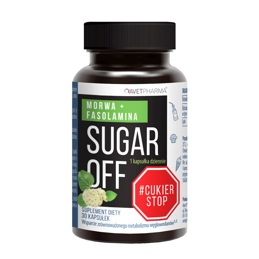 Comprar AvetPharma Sugar Off Morera + Judía, 30 cápsulas AvetPharma Sugar Off Morera + Judía, 30 cápsulas