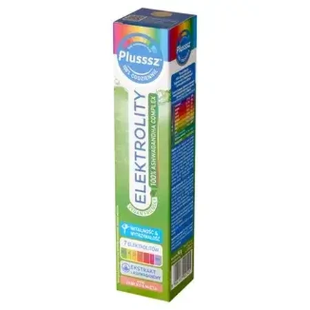 Plusssz Electrolytes 100% Ashwagandha Complex, arôme pomme-menthe, 24 comprimés effervescents