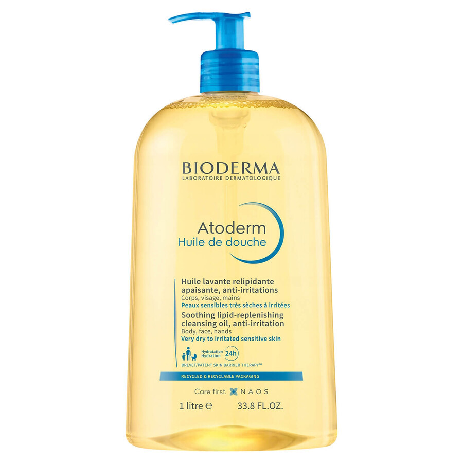 Bioderma Atoderm Huile de Douche, moisturizing oil for bath and shower, from 1 day of life, 1 l PACK PACKAGE REDUCED