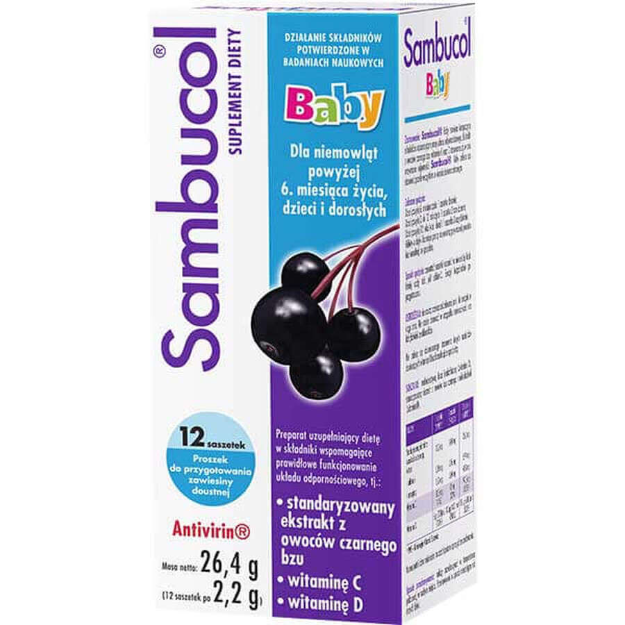 Buy Sambucol Baby, for infants after 6 months, children and adults, 12 sachets SHORT DATE Sambucol Baby, for infants after 6 months, children and adults, 12 sachets SHORT DATE