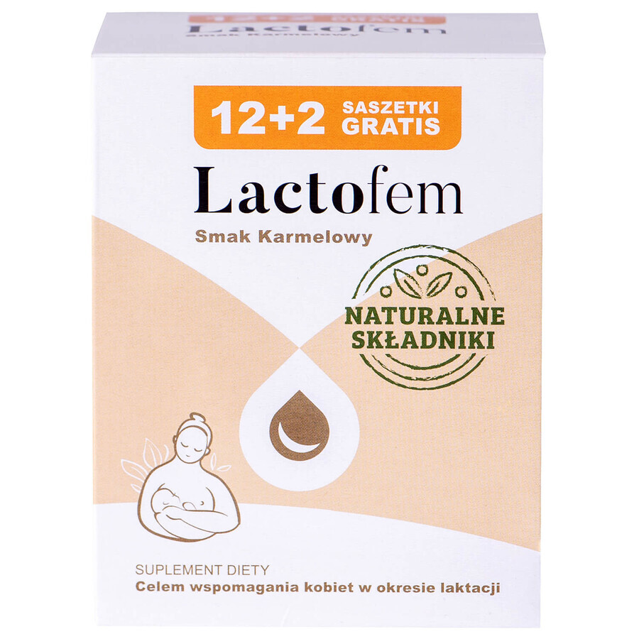 Lactofem, caramel flavor, 12 sachets +2 free sachets CONTAMINATED PACKAGING
