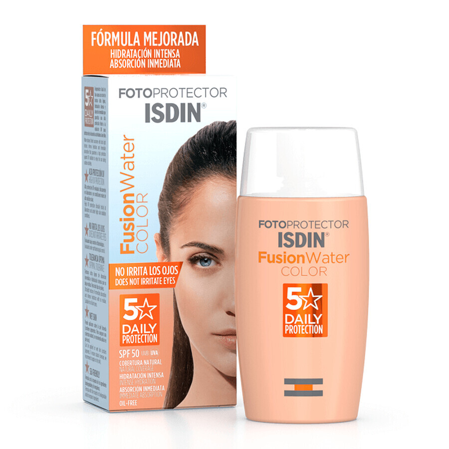 Isdin Fusion Water Color Photoprotective Sun Protection Cream for Face with SPF 50 50 ml