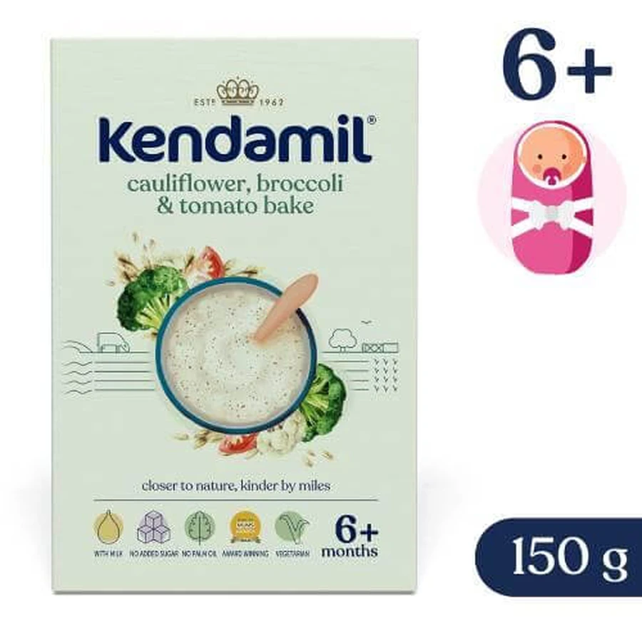 Kendamil Milchbrei, Blumenkohl, Brokkoli und Tomaten, nach 6 Monaten, 150 g