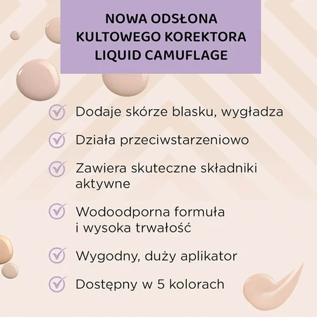 Eveline Cosmetics Liquid Camouflage, waterproof concealer with hyaluronic acid, Nr. 02, Light vanilla, 7 ml