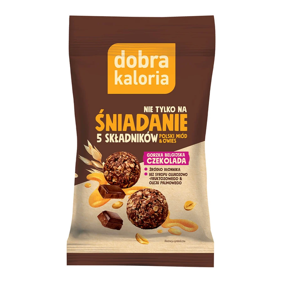 Dobra Calorie Balls No solo para el desayuno, chocolate amargo belga, 40 g