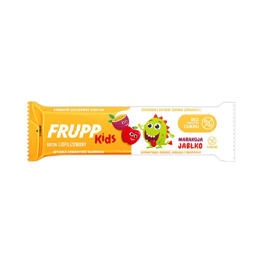 Celiko Frupp Kids, barretta liofilizzata, mela, frutto della passione, senza zucchero aggiunto, 9 g