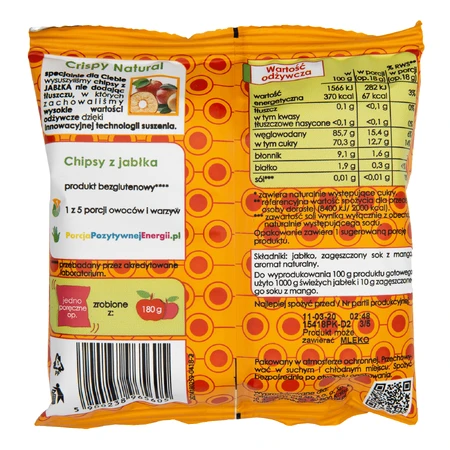 Crispy Natural Crisps, chips de pommes séchées au goût de mangue, 18 g