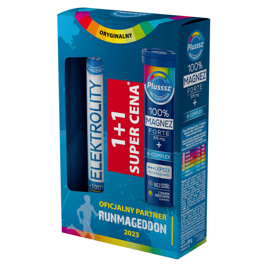 Boutique Plusssz Elektrolity + 100% Multivitamin, 24 comprimés effervescents + 100% Magnesium Forte + B-Complex, 20 comprimés effervescents Plusssz Elektrolity + 100% Multivitamin, 24 comprimés effervescents + 100% Magnesium Forte + B-Complex, 20 comprimés effervescents