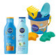 Nivea Sun Protect &amp;amp; Bronze Kit, Tan Activating Lotion, SPF 50, 200 ml + After-Sun Prolonging Lotion, 200 ml + emmer met gratis accessoires