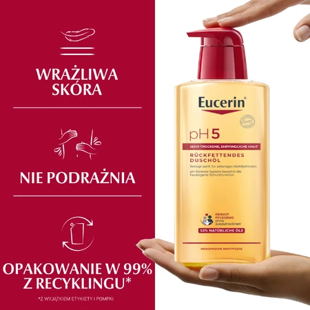 Eucerin Ph5, aceite limpiador con aceites naturales, piel seca, 400 ml