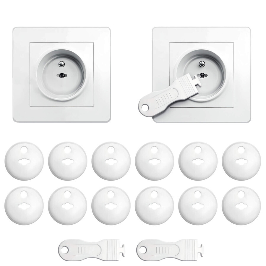 Sipo, set di protezione dei contatti, tappi per prese, bianco, 12 pezzi
