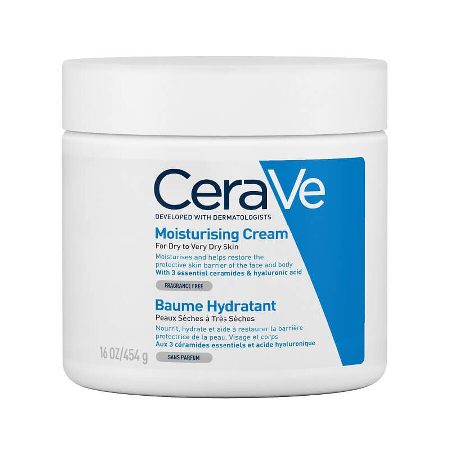Crema hidratante facial y corporal para pieles secas y muy secas, 454 g, CeraVe