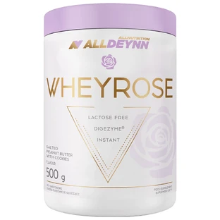 Allnutrition Alldeynn WheyRose, sabor mantequilla de cacahuete con sal del Himalaya y trocitos de galleta sin azúcar, 500 g