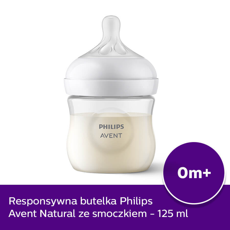 Avent Natural Response, bottle with reactive teat, flow 2, SCY900/01, from birth, 125 ml