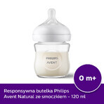 Avent Natural Response, glass bottle with reactive teat, flow 2, SCY930/01, from birth, 120ml