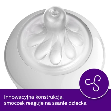 Avent Natural Response, glass bottle with reactive teat, flow 2, SCY930/01, from birth, 120ml