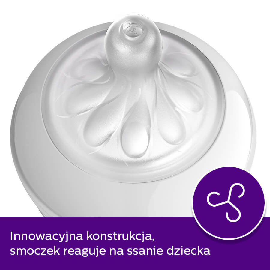 Avent Natural Response, glass bottle with reactive teat, flow 2, SCY930/01, from birth, 120ml