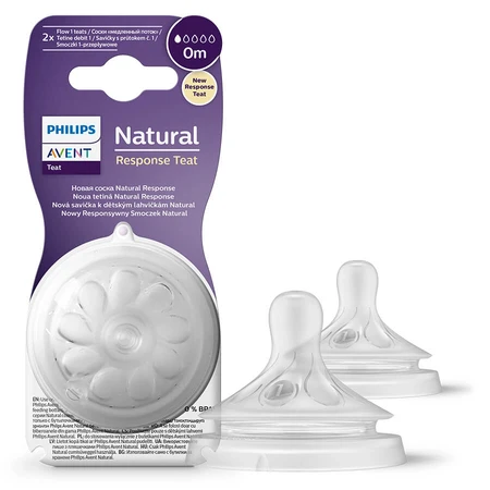 Avent Natural Response, tétine de biberon réactive, débit 1, SCY961/02, dès la naissance, 2 unités