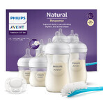 Avent Natural Response, set of 4 sensitive bottles + cleaning brush + ultra soft pacifier, SCD838/11
