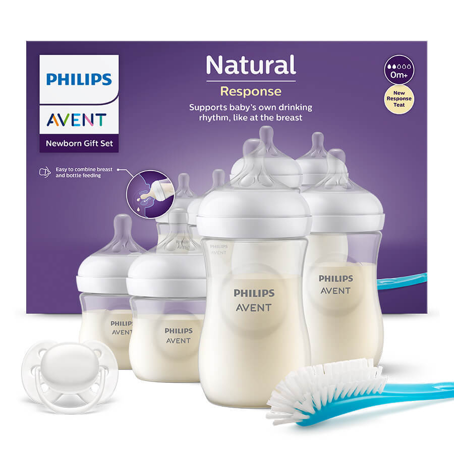 Avent Natural Response, set of 4 sensitive bottles + cleaning brush + ultra soft pacifier, SCD838/11