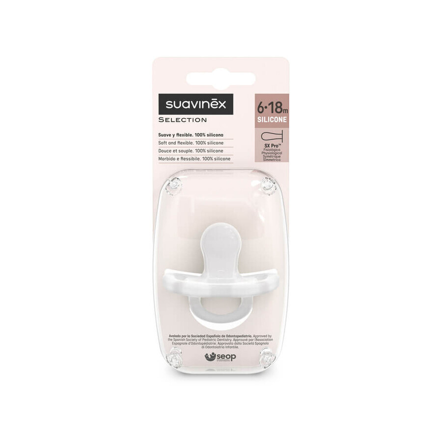 Suavinex Color Essence SX Pro Pacifier 100% Silicone Physiological Transparent 6-18 Months 1 Pc