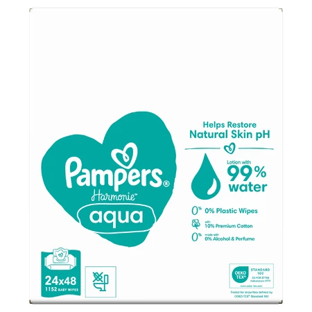Pampers Harmonie Aqua, Feuchttücher, 24 x 48 Stück, Procter & Gamble