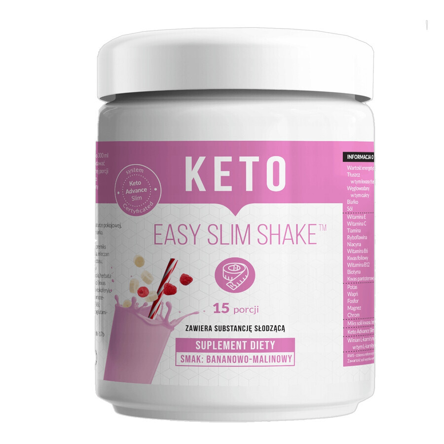 Keto Easy Slim Shake, sabor plátano-frambuesa, 540 g