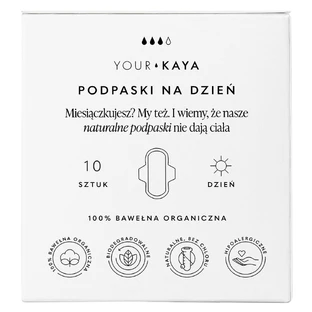 Your KAYA, biologisch katoenen maandverband, met vleugels, overdag, 10 stuks