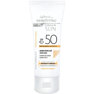 Gerovital H3 Derma+ Sun SPF50 Crema Facial Tinte Dorado, 50ml, Farmec