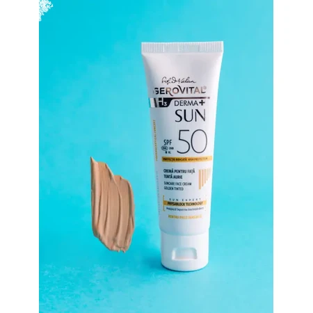 Gerovital H3 Derma+ Sun SPF50 Crema Facial Tinte Dorado, 50ml, Farmec