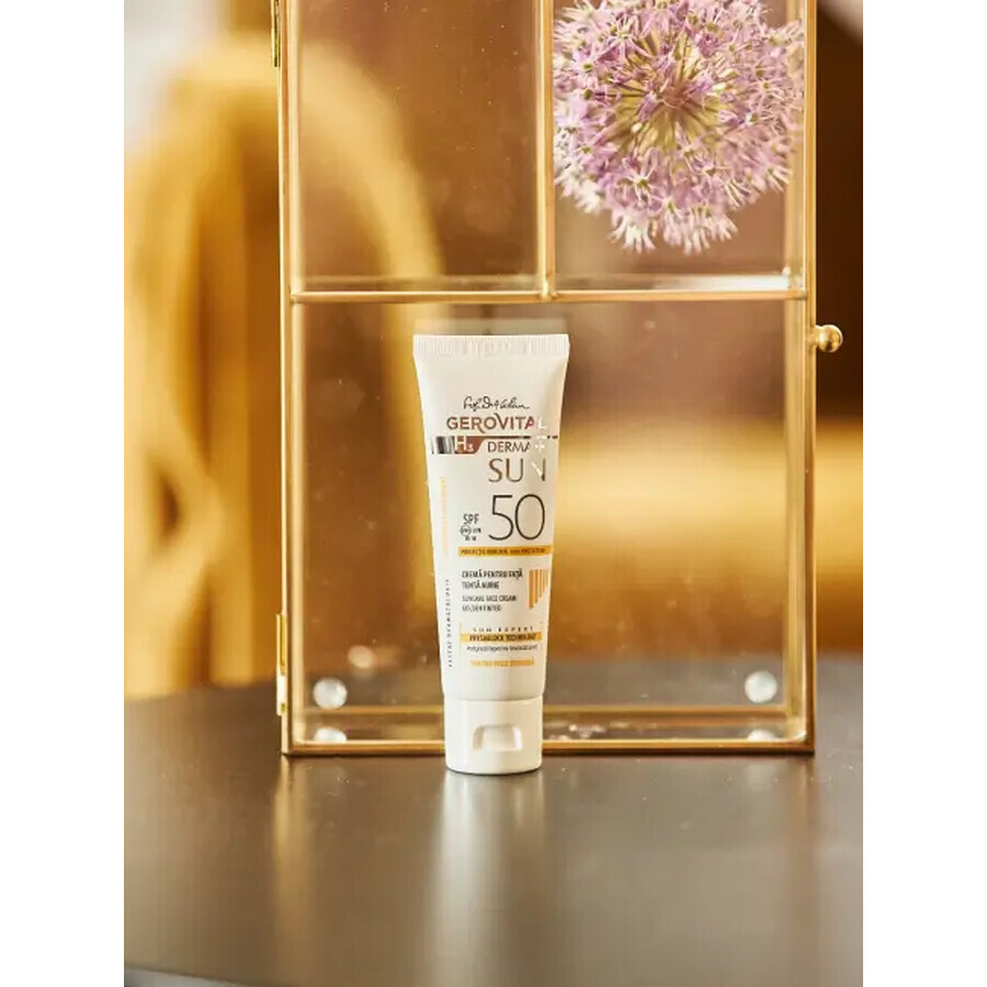 Crema pentru fata SPF50 tenta aurie Gerovital H3 Derma+ Sun, 50ml, Farmec