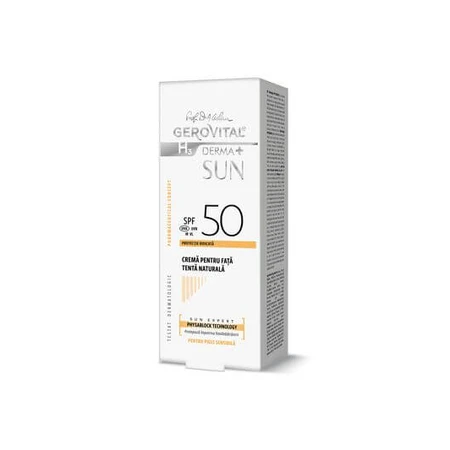 Gerovital H3 Derma+ Zon Gezichtscrème SPF50 Natuurlijke Tent, 50ml, Farmec