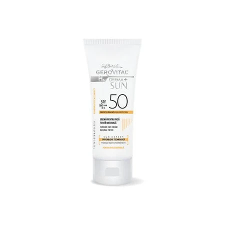 Gerovital H3 Derma+ Zon Gezichtscrème SPF50 Natuurlijke Tent, 50ml, Farmec