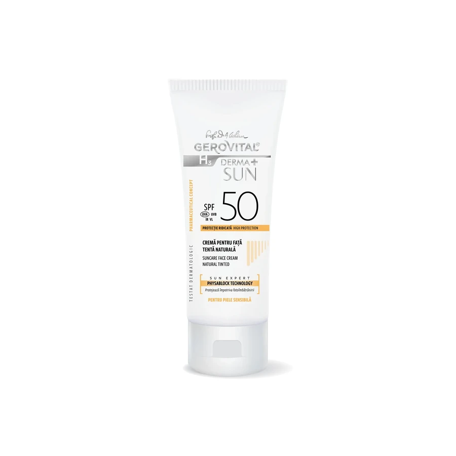 Gerovital H3 Derma+ Sun Face Cream SPF50 Natural Tent, 50ml, Farmec